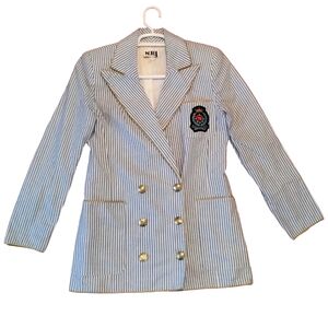 N.R.1 Women's Double-Breasted Striped Cotton Blazer Jacket‎ Size 6 Nautical